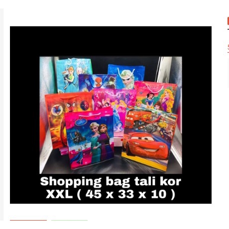 GOODIE BAG ULANG TAHUN / SHOPPING BAG PLASTIK BAHAN TEBAL KARAKTER KARTUN UKURAN XXL