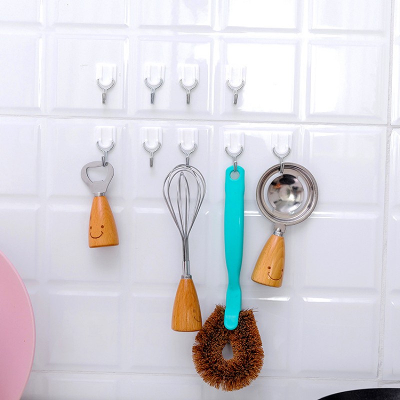 6pcs / set Kait Dinding Bentuk U Seamless Dengan Perekat Untuk Dapur / Kamar Mandi