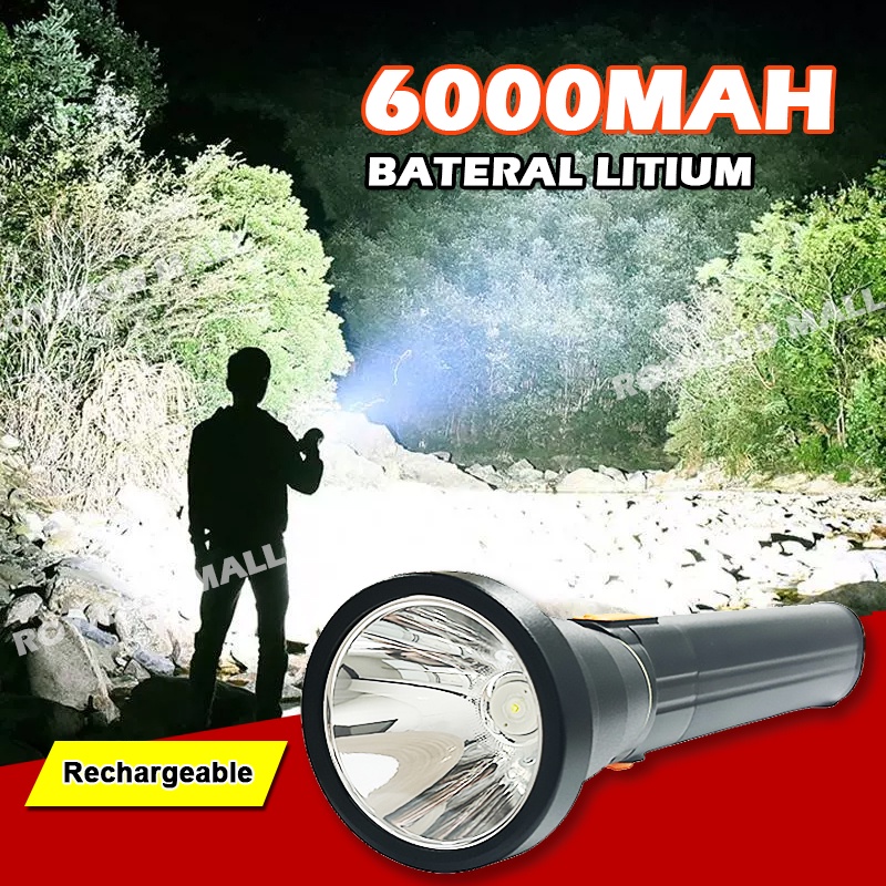 Senter T68 LED Flashlight Dan Powerbank 6000mAh USB Rechargeable Senter Super Terang Jarak Jauh Senter 10.000 Lumens Lampu Berburu Senter Mounting Senter