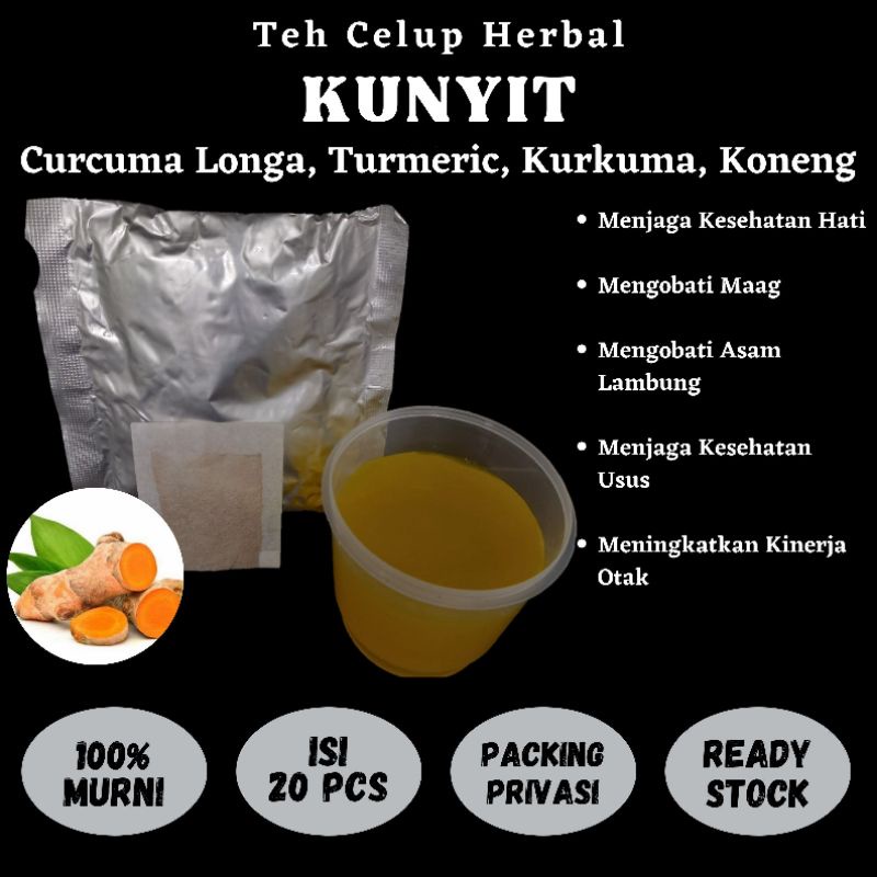 

Teh Celup Herbal KUNYIT Maag Asam Lambung PMS Sembelit Migrain