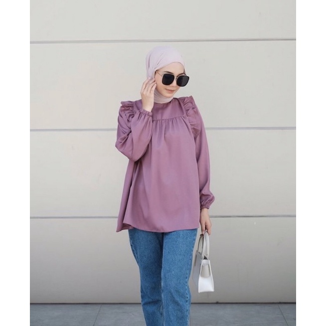 [𝐒𝐈𝐀𝐏 𝐊𝐈𝐑𝐈𝐌] SAILOR BLOUSE by Vanilla Hijab / Atasan Muslim Polos / Kemeja blouse Wanita Murah