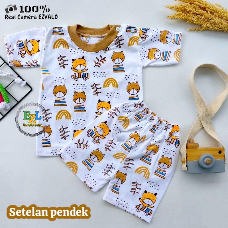 BAJU BAYI LAKI-LAKI LENGAN PENDEK KANCING PUNDAK 3-12 BULAN  KAOS OBLONG