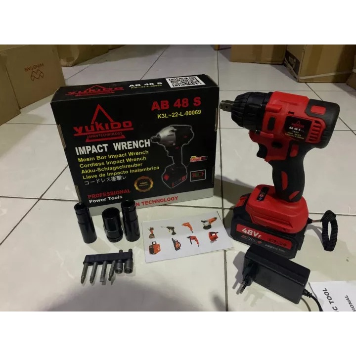 PROMO YUKIDO POWER TOOL  Cordless Impact Wrench 48V 48S Bor Buka Baut Baterai Portable CORLESS BUKA BAUT 48VOLT IMPACT WRENCH 48VOLT BOR BATRAI 48VOLT GARANSI% YUKIDO