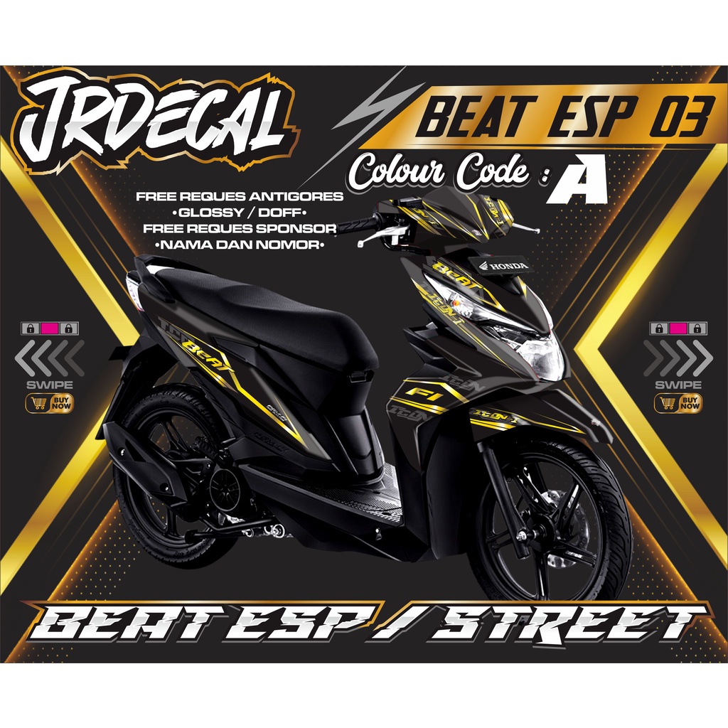 (BISA COD) DECAL STICKER HONDA BEAT ESP STREET HITAM FULLBODY- DECAL STICKER HONDA BEAT ESP STREET I