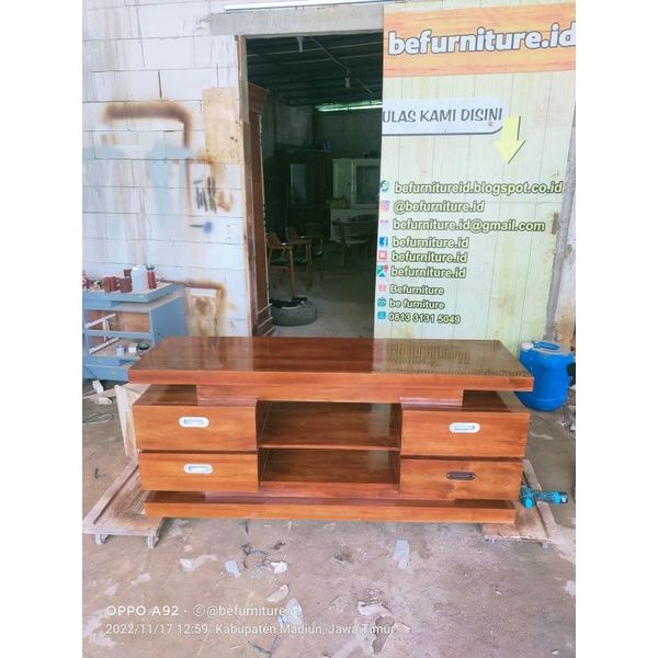 meja tv laci minimalis kayu jati / Buffet tv jati / stand tv kayu jati finishing atau mentahan