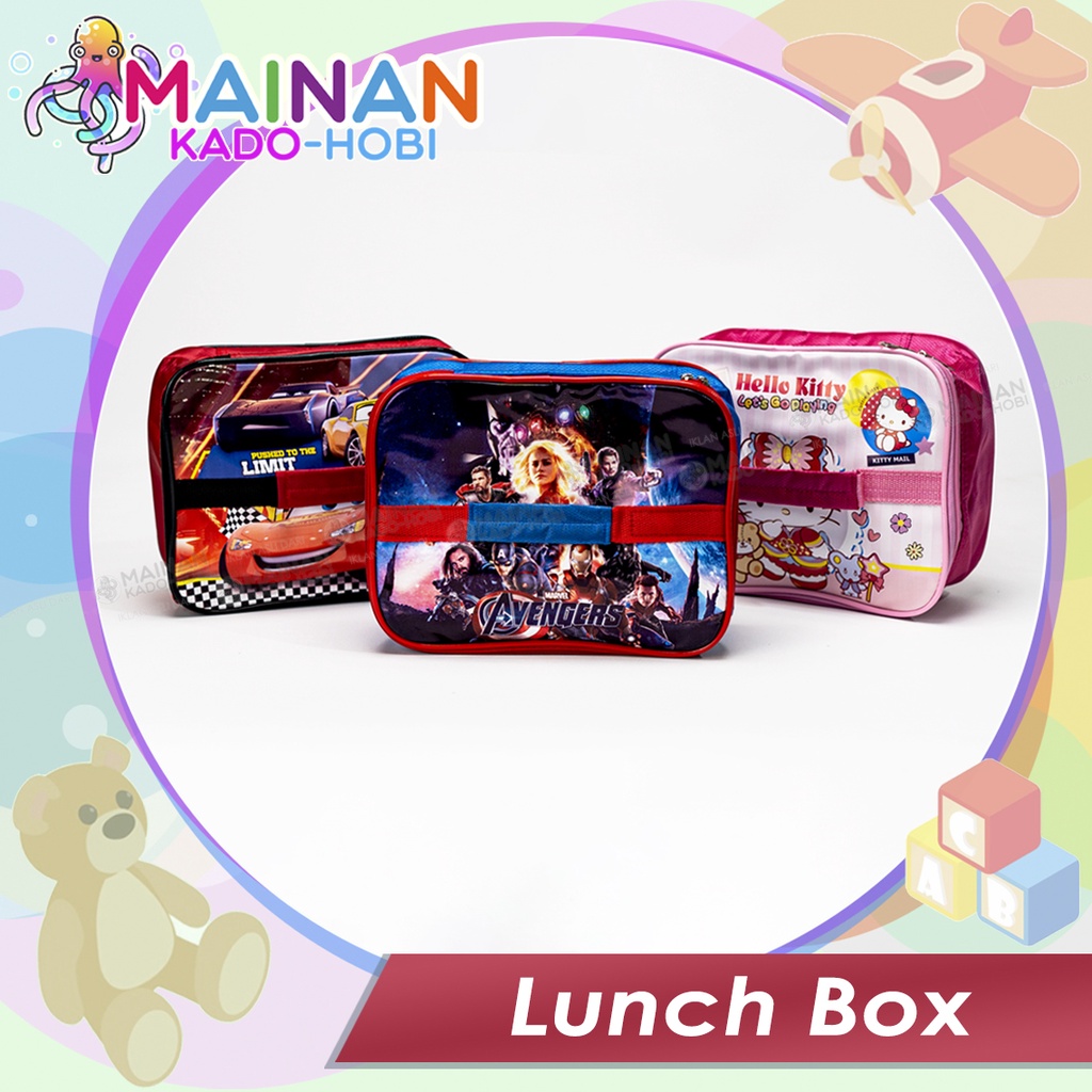 SET BEKAL MAKAN LUNCH BOX TEMPAT MAKAN ANAK LAPIS ALUMUNIUM FOIL KARAKTER KARTUN