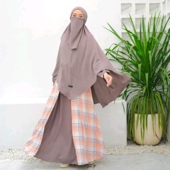 Dewinta Set By Mumtaz Hijab | Gamis Set Jilbab Motif Tartan