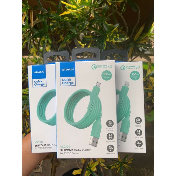 New⚡ Kabel data [VIVAN VSC100] Quick Charge Silicone TYPE-C