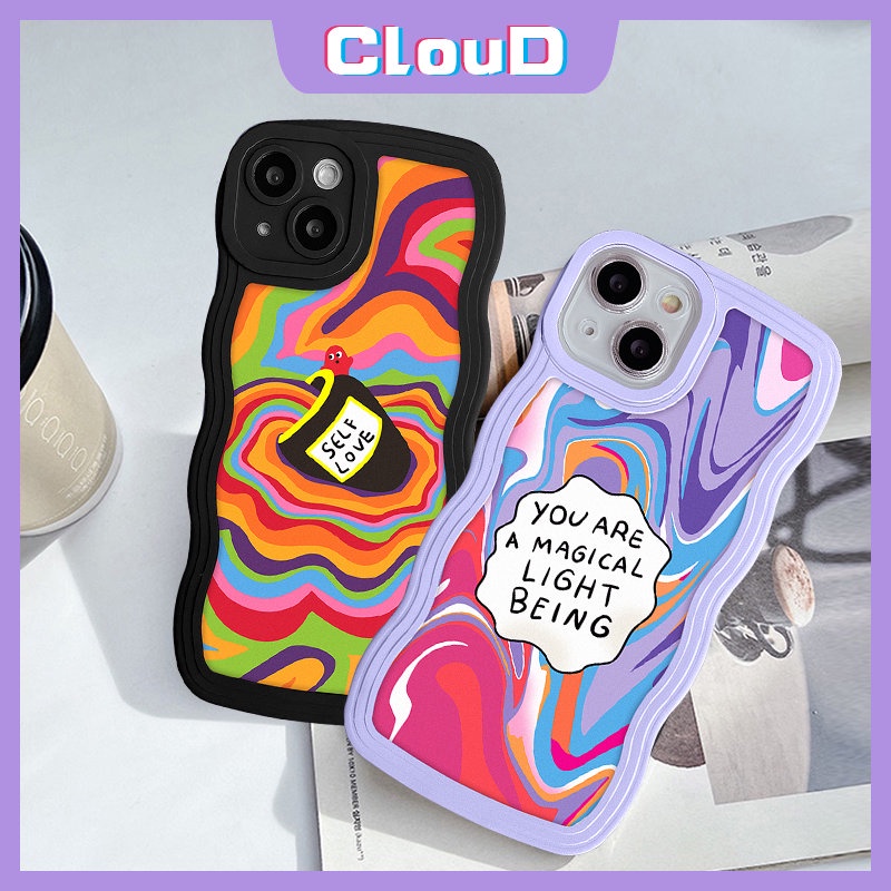 Casetify Wavy Edge Case OPPO A17 A95 A96 A16 A15s A35 A74 A52 A54 A12E A7 A5s A16K A76 A3s A16s A77s A5 A57 A15 A53 A1k A55 A12 A32 Reno 8 7 6 A9 Soft Tpu Rainbow Penutup Cat Air