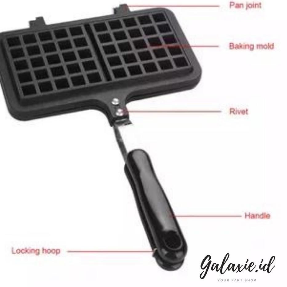SALEWaffle Maker Pan Double / Belgian Waffle 2 Kotak Cetakan Wafel Croffle Manual Kompor Gas Non Lis