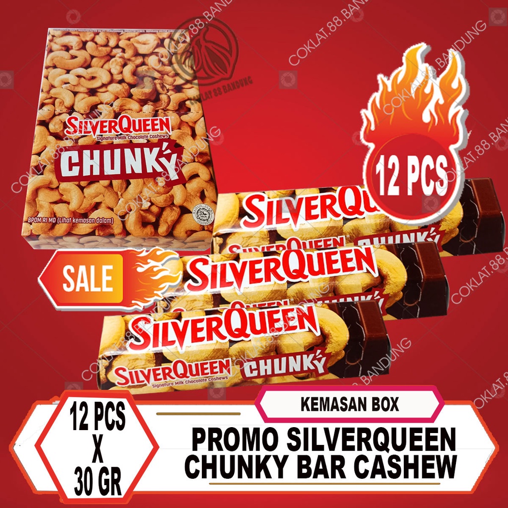 

ADY78 SILVERQUEEN CHUNKY BAR 1 TOPLES 12 PCS X 26 GRAM ex 30gr, COKLAT SILVER QUEEN CHUNKY BAR MINI