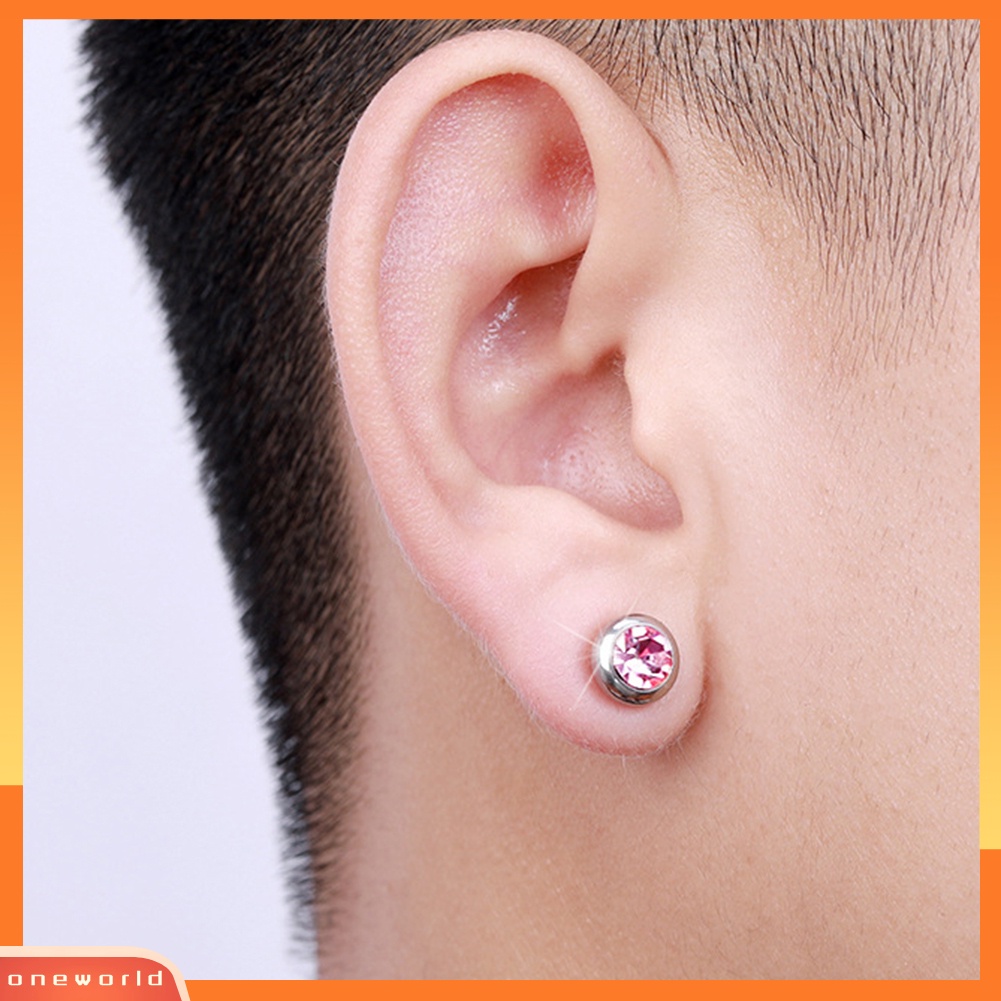 [WONE] Unisex Berlian Imitasi Stainless Steel Ear Stud Earrings Helix Piercing Perhiasan Hadiah