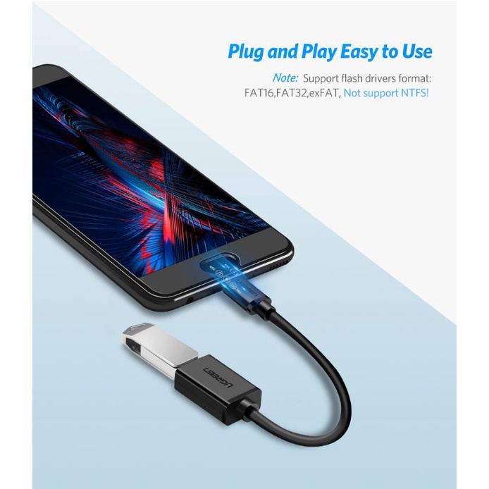 UGREEN KABEL OTG MICRO USB ORIGINAL - 15 CM