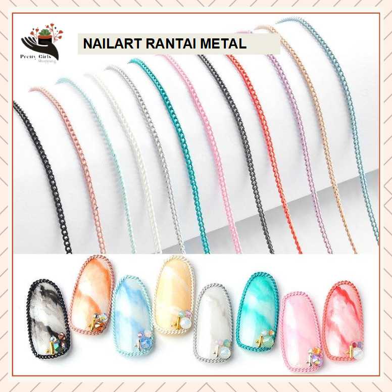 Pretty Nailart Rantai Metal Alloy 3d Multi Warna Aksesoris Dekorasi Nail Art / Manicure Wanita