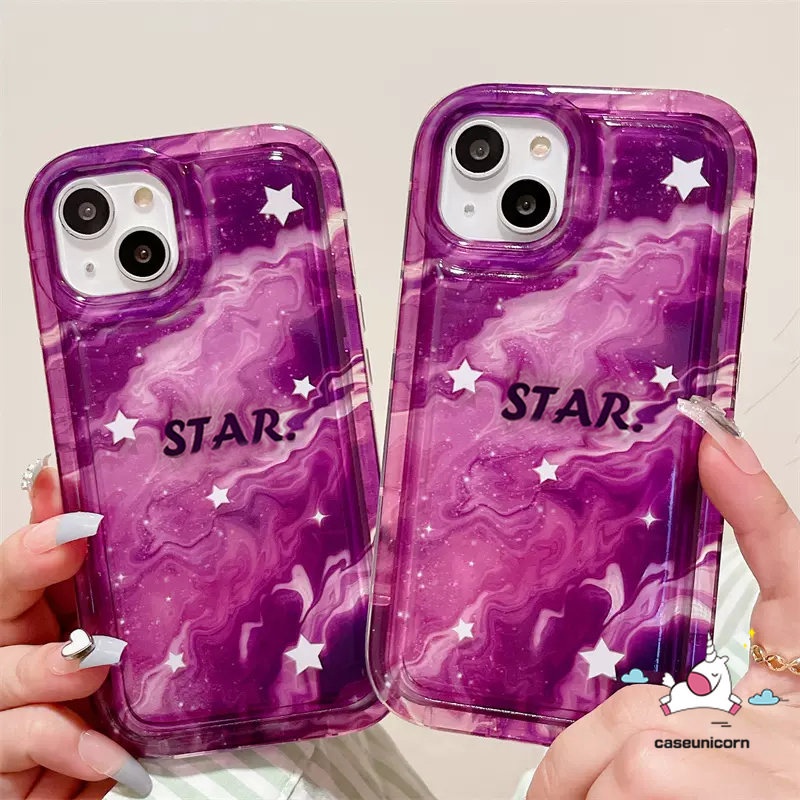 Casing Ponsel Kompatibel Untuk iPhone 7plus 8plus 11 14 13 12 Pro MAX 6 6S 78 Plus XR X XS MAX Airbag Shockproof Fashion Marmer Gradasi Langit Berbintang Bintang Soft TPU Anti Jatuh Penutup Belakang