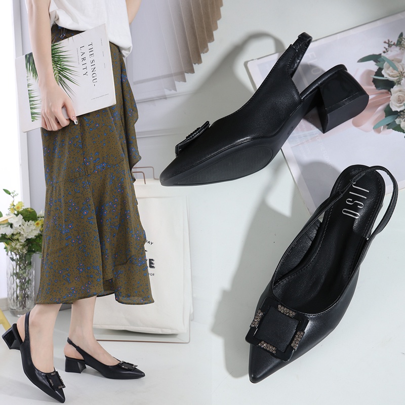 JISO RYONA LAYLA-52 Sepatu Heels Wanita 4,5cm Sepatu Chunky Heels model Slingback Import