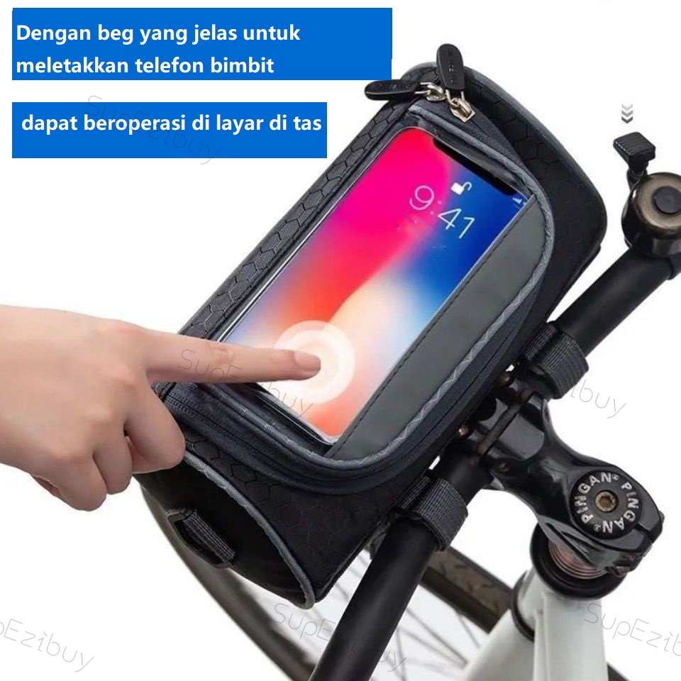 Tas sepeda bag phone tahan air Tas bahu Tas Stang Sepeda Bike Bag Waterproof