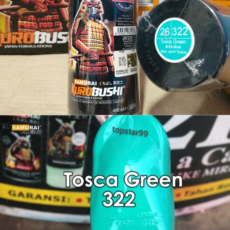Pilok Pilox Cat Samurai Tosca Green 322 400ml Hijau Tosca Toska Cat Semprot Samurai Paint Aerosol