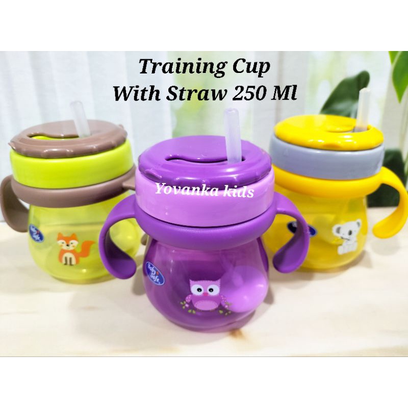 Baby Safe Botol Minum Dengan Sedotan Anti Tumpah/Training Cup With Straw 250 Ml BPA Free Jp019