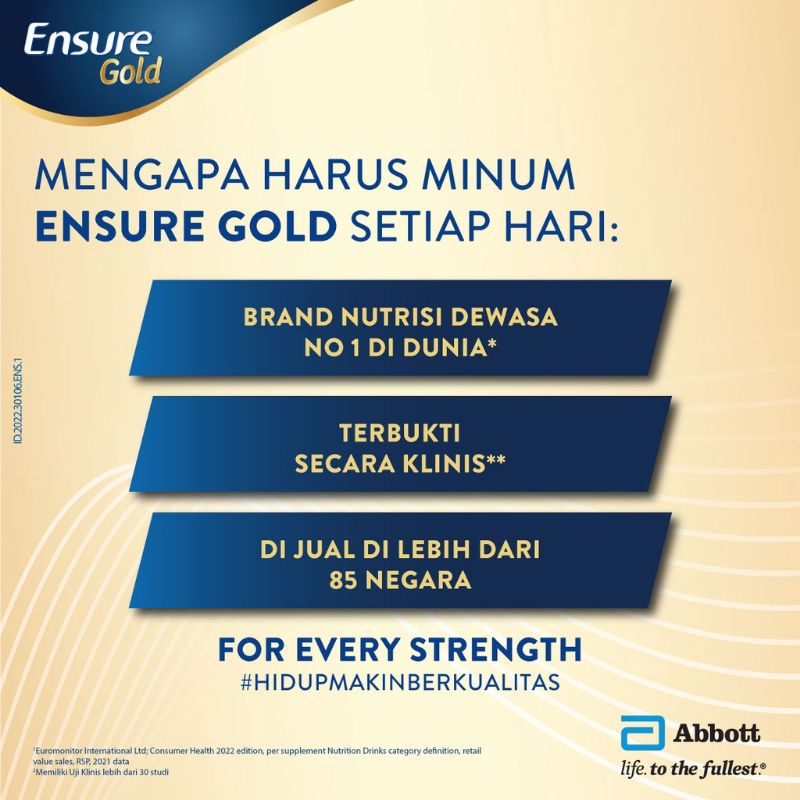 

GRA Ensure Gold HMB Vanila 800 gr Susu Nutrisi Dewasa Rendah Laktosa