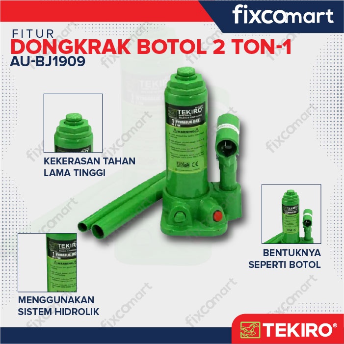 Tekiro Dongkrak Botol 2 Ton / Tekiro Hydraulic Bottle Jack