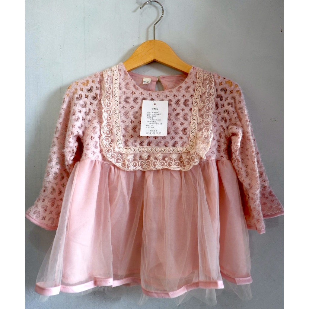 BAJU ANAK DRESS IMPORT (KARAKTER DAN RENDA FILE) USIA 2-3 TAHUN