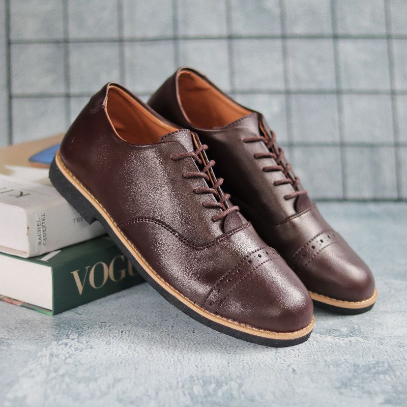 Sepatu Formal Pria Hitam Kasual Casual Kulit Pu Asli Santai Kerja Kuliah Kondangan