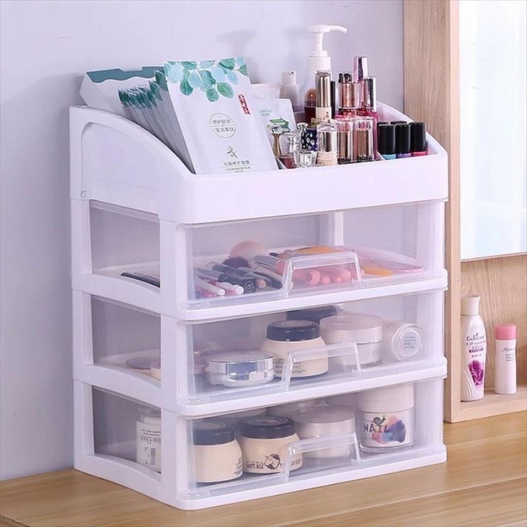 LS 984. Rak Kosmetik 3 Susun Transparan Multifungsi Laci Kosmetik Plastik Rak Makeup Organizer Serbaguna