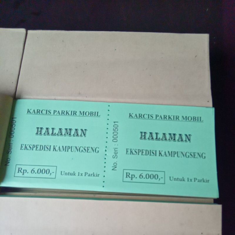 

karcis parkir ukuran 10cmx15