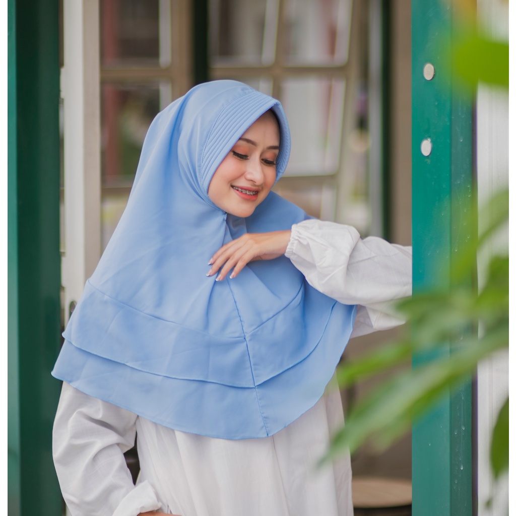 Hijab bergo maryam 2 layer diamond hijab instant tali kerudung non pet jilbab dua layar