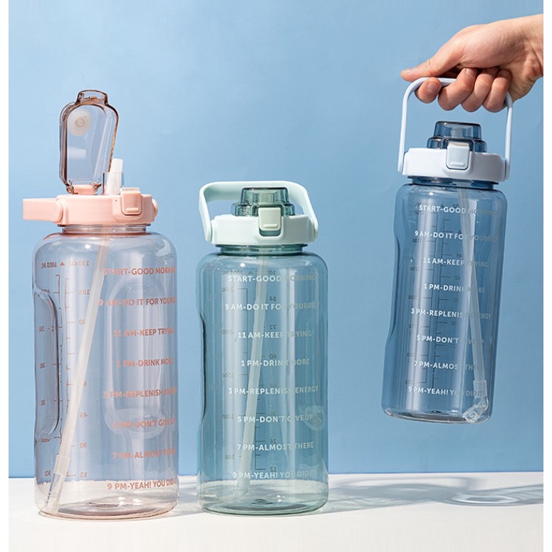 Botol Minum Jumbo 2 Liter Botol Air Bening Transparan Tempat Wadah Air Kulkas Besar Drinking Bottle With Holder
