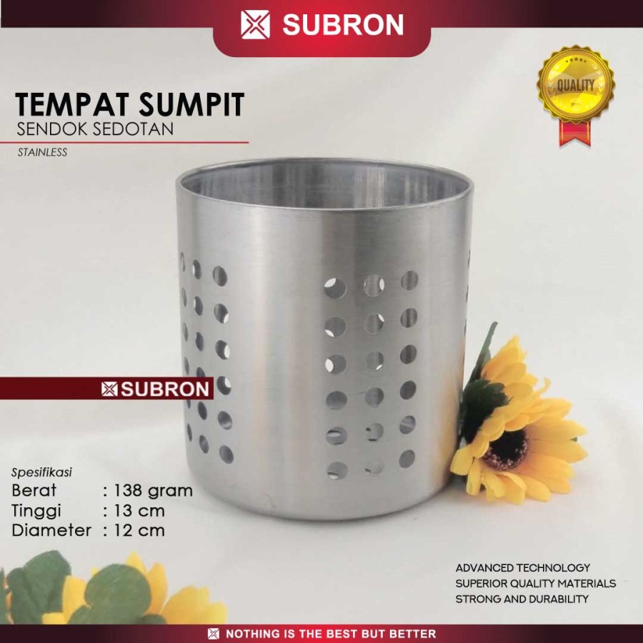 Tempat Sumpit Sendok Sedotan Stainless Steel Restoran - SUBRON