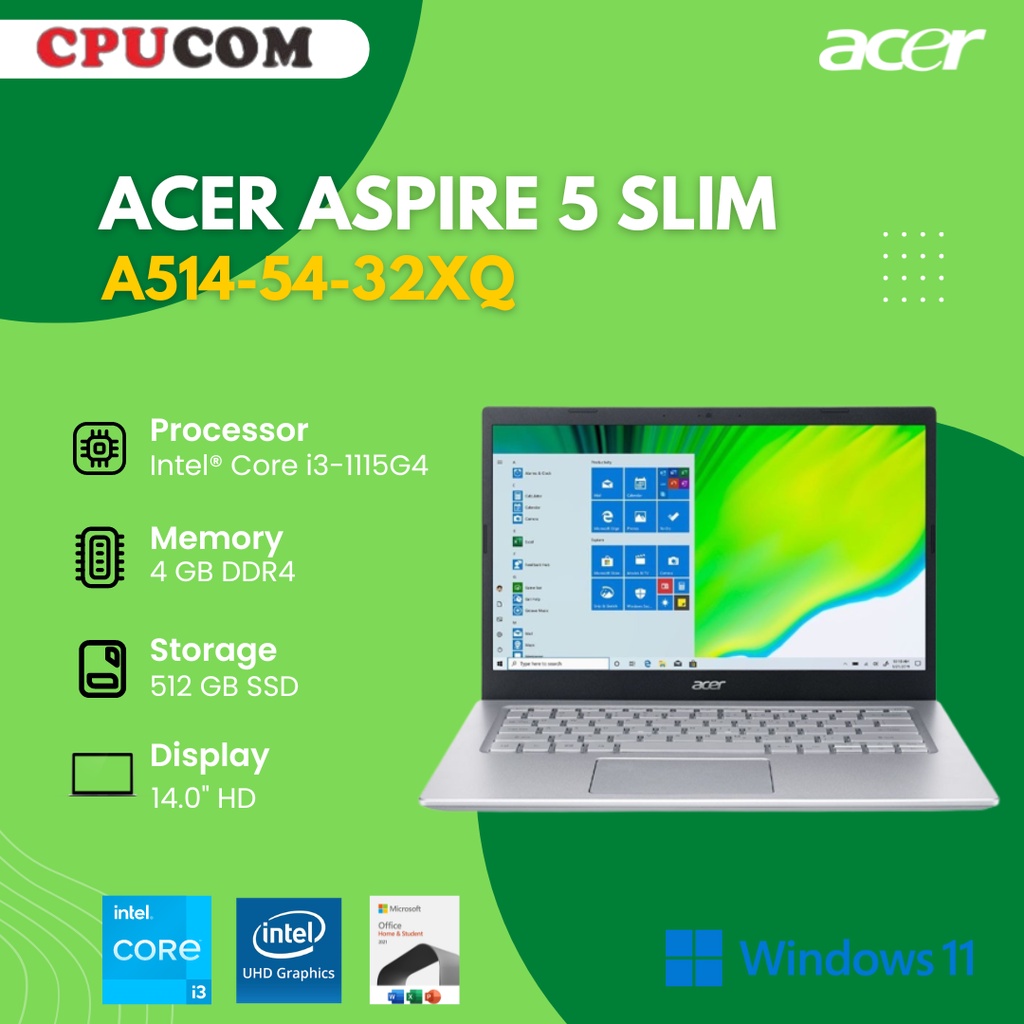 ACER Aspire 5 A514-54-32XQ i3-1115G4 4GB 512GB SSD 14" HD Win11 + OHS