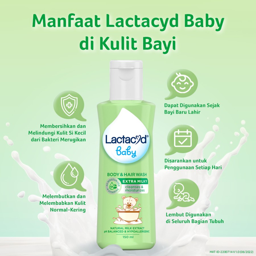 Sabun Shampo Mandi Anak Bayi Lactacyd Baby Extra Milky Menjaga Kelembaban Kulit