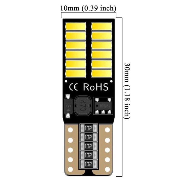 Lampu LED T10 4014 24 SMD Canbus Senja Sein Rem Plat Terang 5W mobil