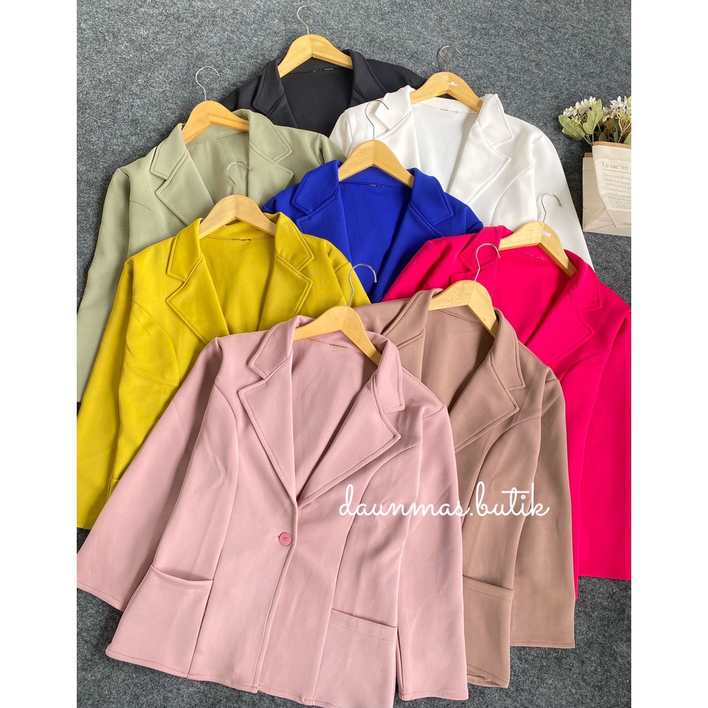 1KG MUAT 4PCS | BLAZER SCUBA KRAH KANCING PREMIUM BAHAN SCUBA FASHION WANITA