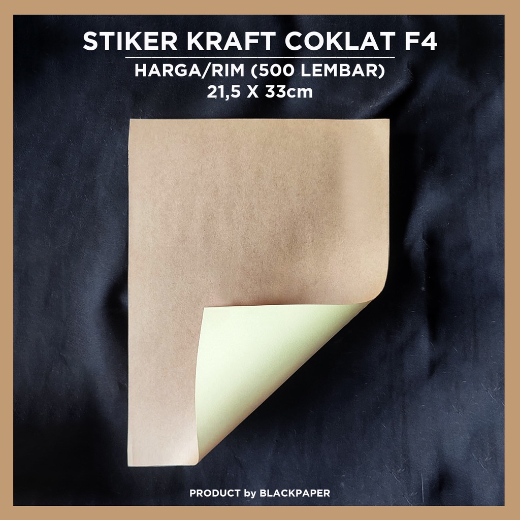 

HARGA/500 lembar - F4 LABEL/PRINT KERTAS STIKER/STICKER KRAFT / COKLAT