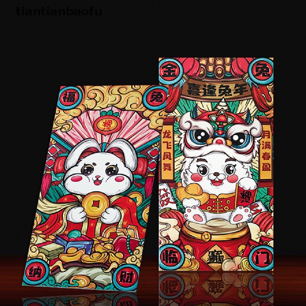 [tiantianbaofu] 6pcs /Set 2023ankelinci Lucu Tahun Amplop Merah Festival Musim Semi Amplop Merah Kartun Kreatif Anak Hadiah Uang Packing Tas Keberuntungan Merah Paket Tas Butik