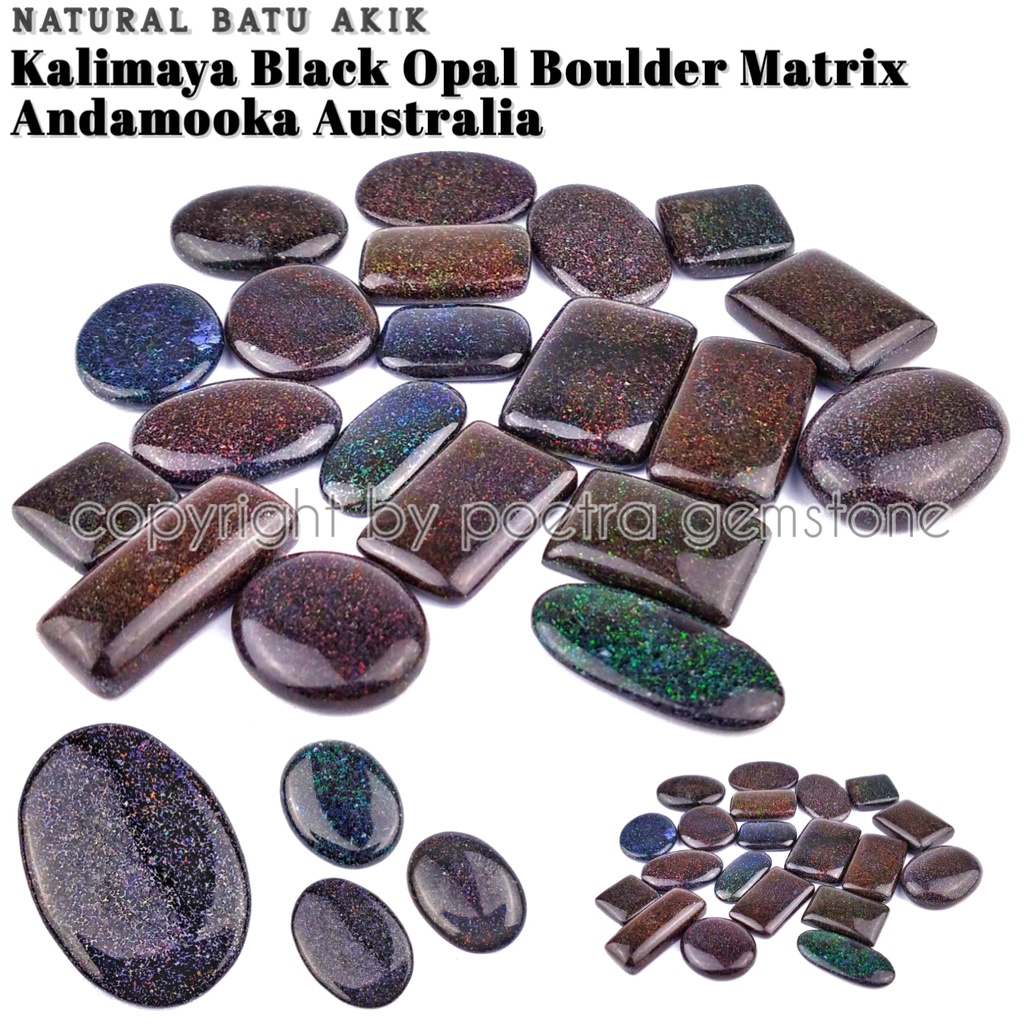 Natural Batu Permata Kalimaya Black Opal Boulder Matrix Andamooka Australia Termurah