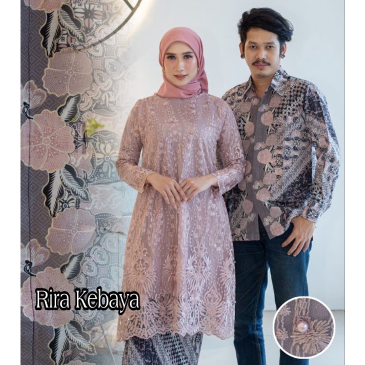 Setelan Kebaya Tunik Batik Couple Modern Terbaru Outfit Pasangan by Rira