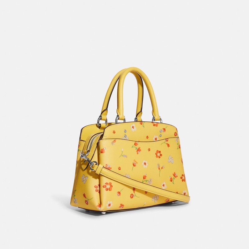 Coach Mini Lillie Carryall In Signature Canvas With Mystical Floral Print Yellow (C8216)