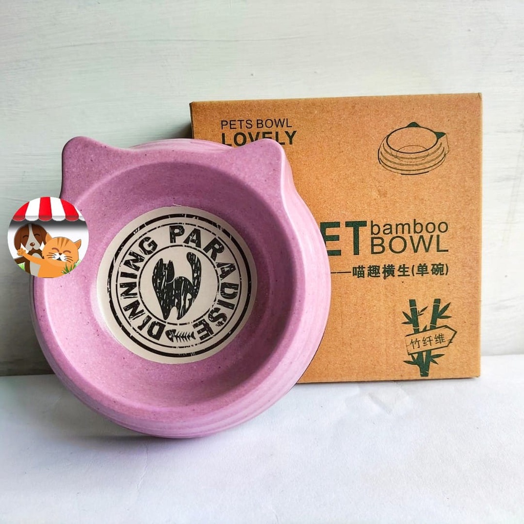 Pet Bowl Single Bamboo Fibre - Tempat Makan Minum Kucing Anjing Kelinci Hewan