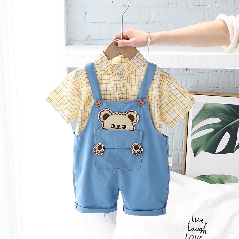 Jumsuit Denim Anak Cewek Umur 1 2 3 4 5 Tahun Model Korea Import Trendy Set Baju Anak Perempuan
