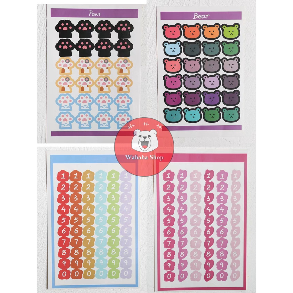 

Stiker Beruang Stiker Paws Stiker Angka Warna Warni Color Buku Catatan Cute Imut
