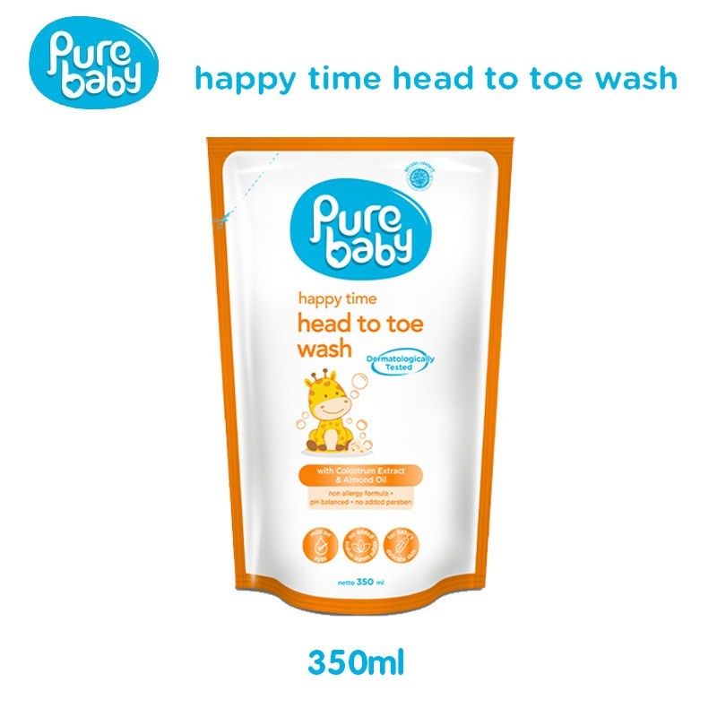 Pure Baby Head To Toe Wash Refil 350ml/Sabun dan shampo mandi bayi