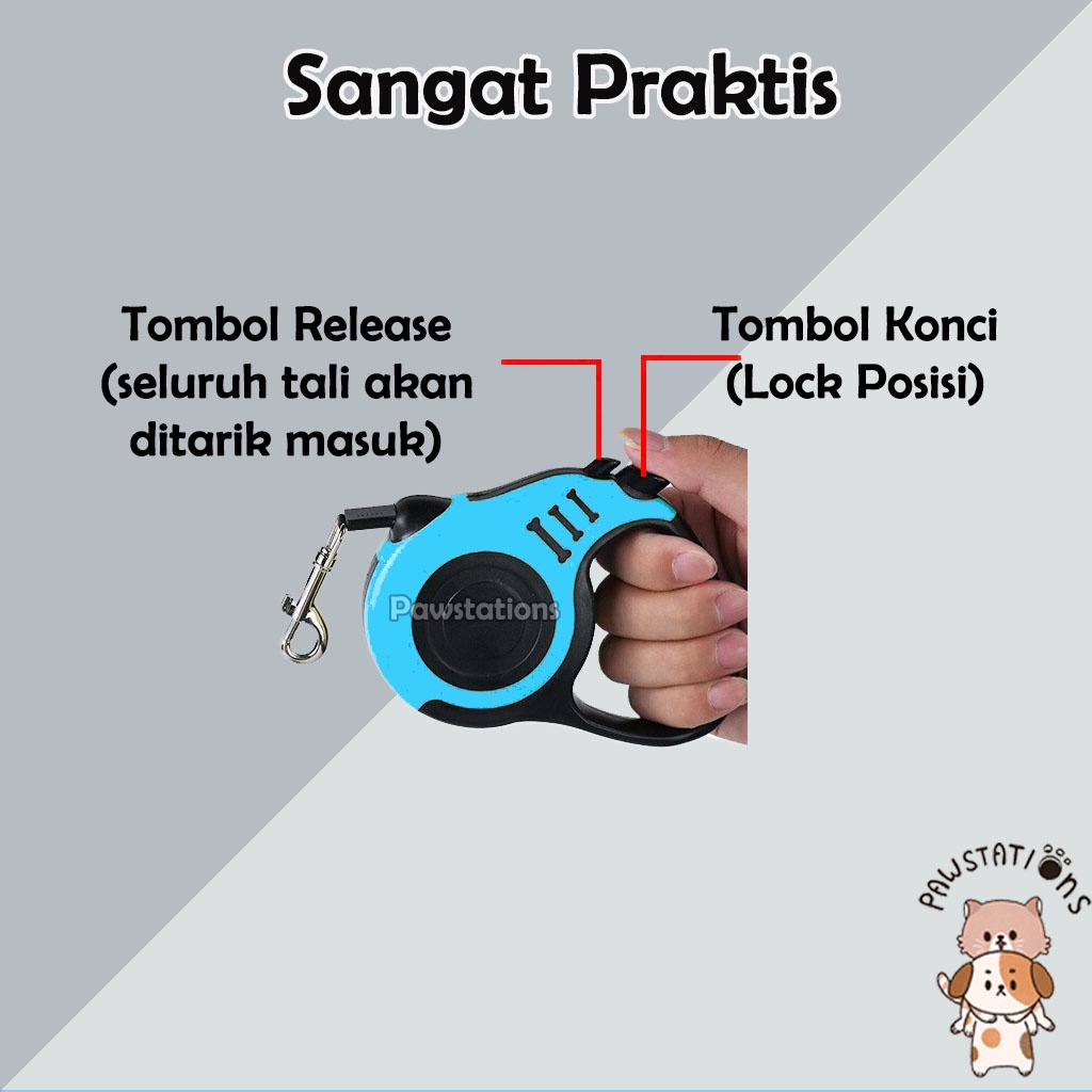 Tali Tuntun Anjing / Kucing | Retractable Dog Leash Tali Tuntun Otomatis &amp; Fleksibel