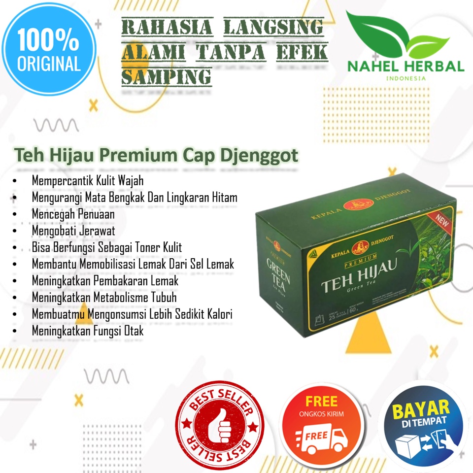 Teh Hijau Djenggot Celup Premium Ekstra Serbuk Original Bpom - Obat Diet Langsing Herbal Penurun Ber