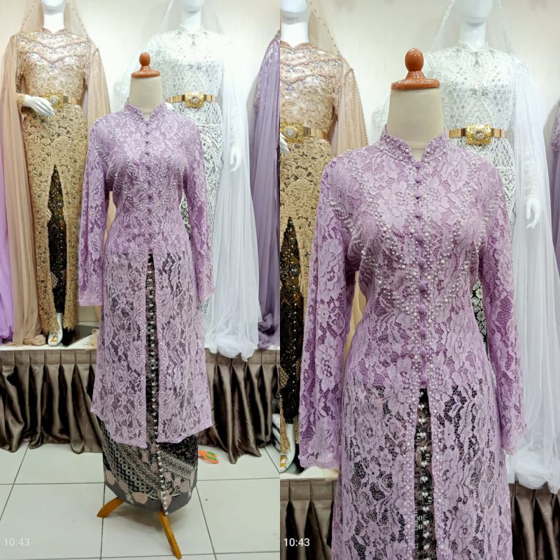 kebaya ibu besan mutiara model tunik satu set sama rok)