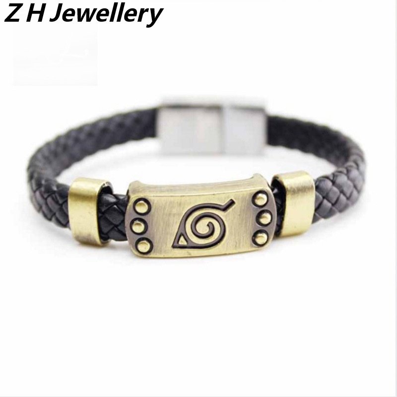 [Z H Perhiasan] Hip Hop Rock Retro Pria Fashion Stainless Steel Bajak Laut Naruto Mimpi Serigala Kepala Gelang Kulit Gothic Pesta Perhiasan Aksesoris