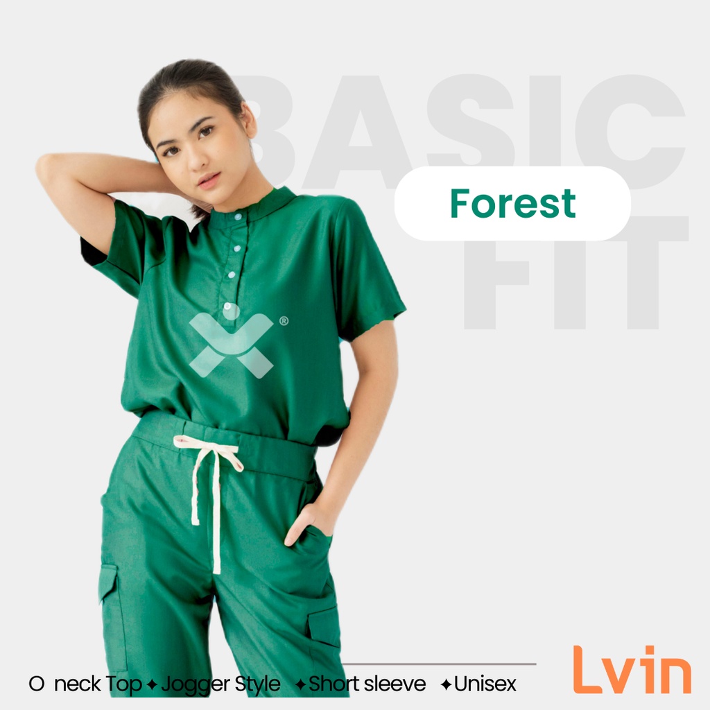 [ Lvin ] Vol III -  Baju OKA Kerah Bulat Celana Joger / Baju Jaga /Set Baju Celana Jaga Oka / Dokter Lengan Pendek / Baju OK / Doctor's Scrub